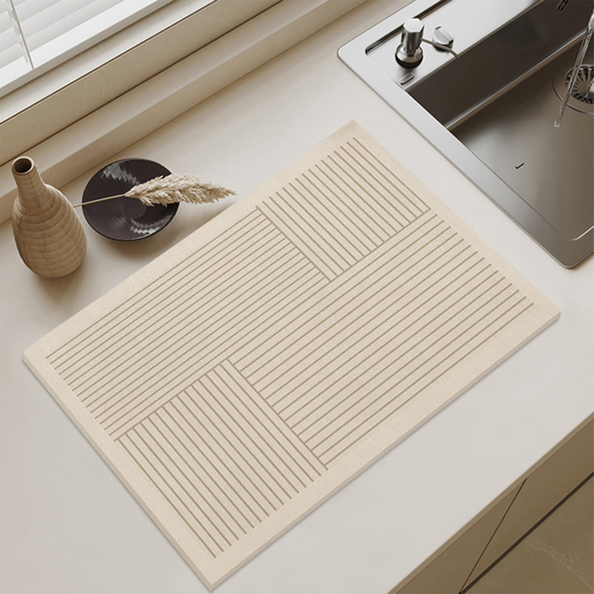 Stone Dish Drying Mat, 15.7 x 11.8 Inch Absorbent Diatomite Pad - Image 6