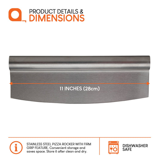 Rocking Pizza Cutter, Stainless Steel Mezzaluna Blade with Grip - Image 2