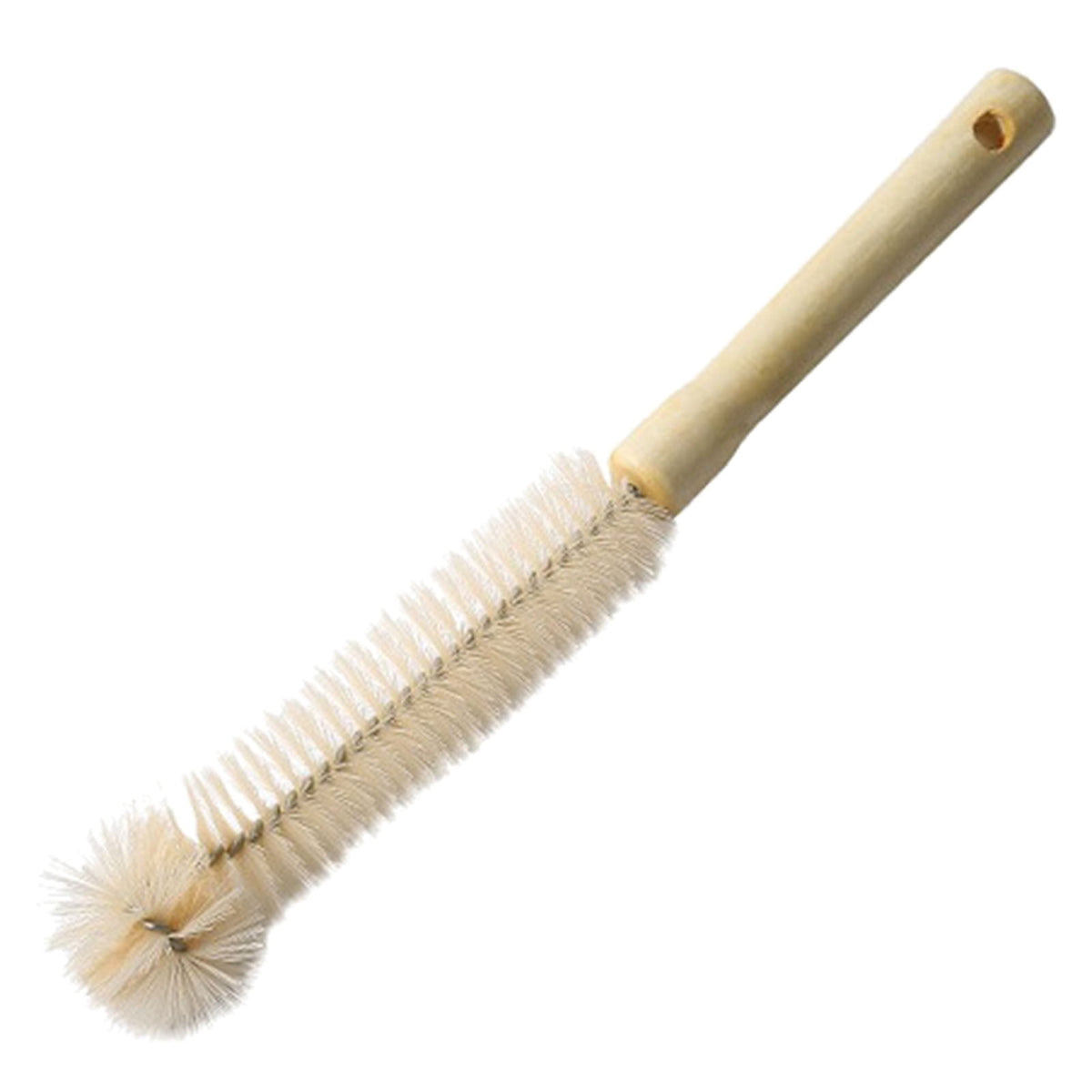 L Shaped Bottle Brush with Long Wooden Handle and Nylon Tip