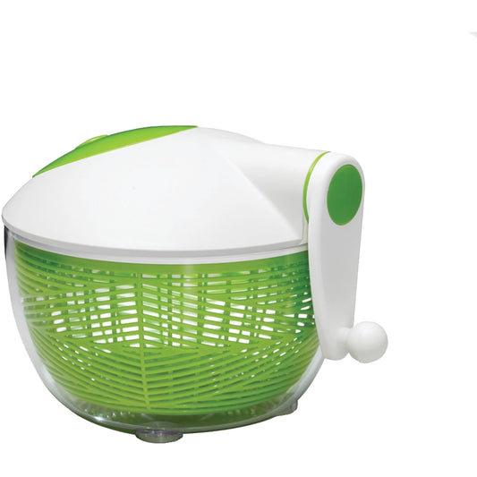 Push Button Salad Spinner, 5 Quart Bowl in Green and White