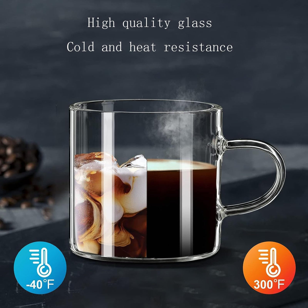 Espresso Glasses with Handles, Set of 8 Clear 4.5 oz Cups - Image 5