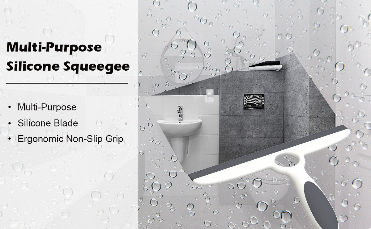 Shower and Window Squeegee, 10 Inch with Adhesive Wall Hook - Image 4