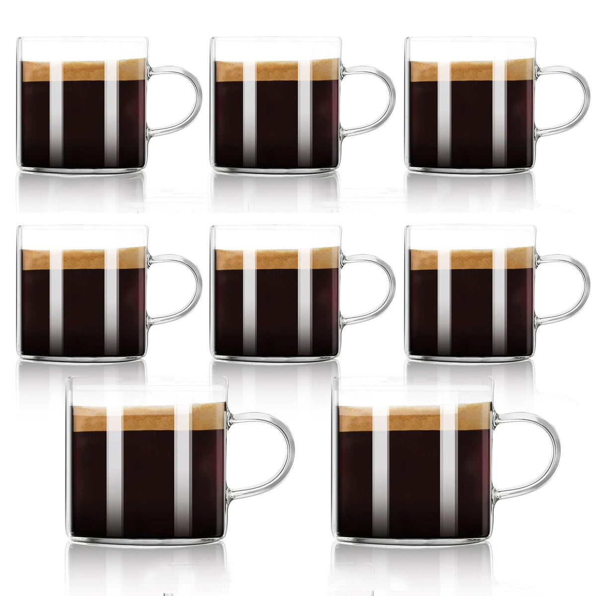 Espresso Glasses with Handles, Set of 8 Clear 4.5 oz Cups