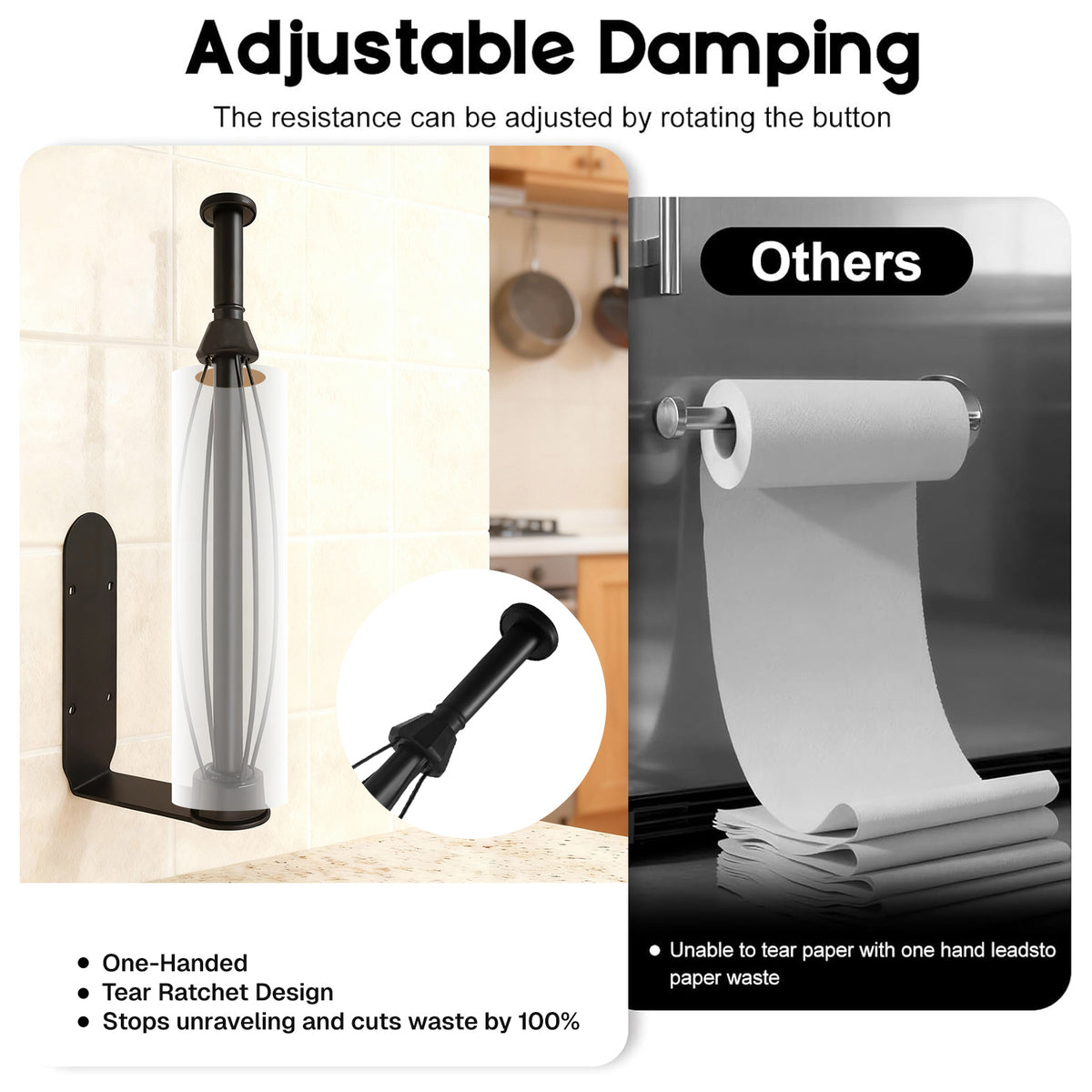Under Cabinet Paper Towel Holder, Stainless Steel One-Hand Tear - Image 3