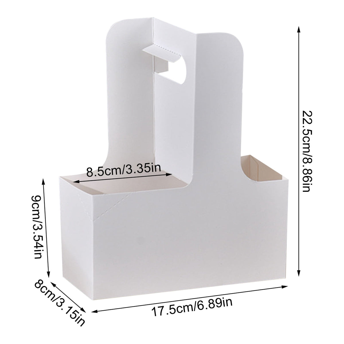 Paper Drink Carrier with Handle, 2 Cup Coffee Cup Holder Tray - Image 3