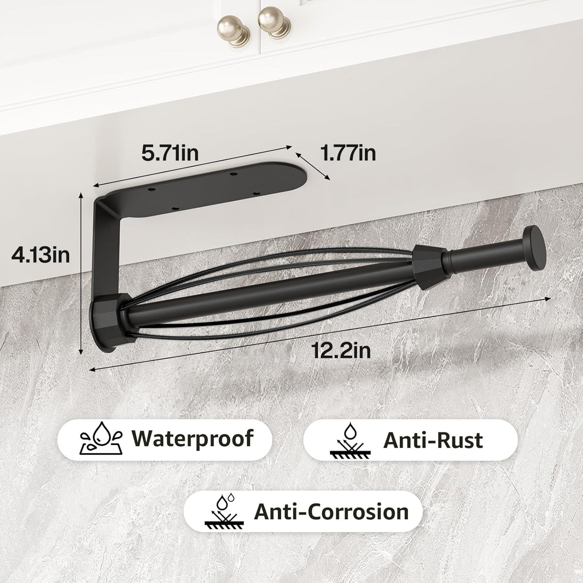 Under Cabinet Paper Towel Holder, Stainless Steel One-Hand Tear - Image 2