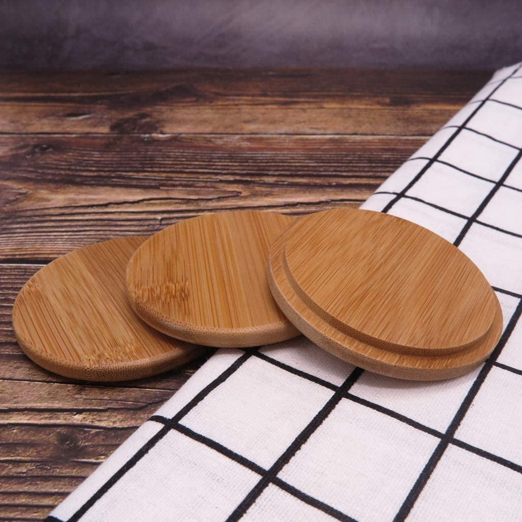 Bamboo Cup Lids, Pack of 4 Wooden Covers for Mugs and Glass Jars - Image 5