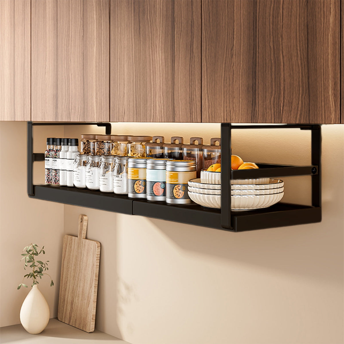 Telescopic Under Shelf Basket, Expandable Steel Cupboard Rack - Image 2