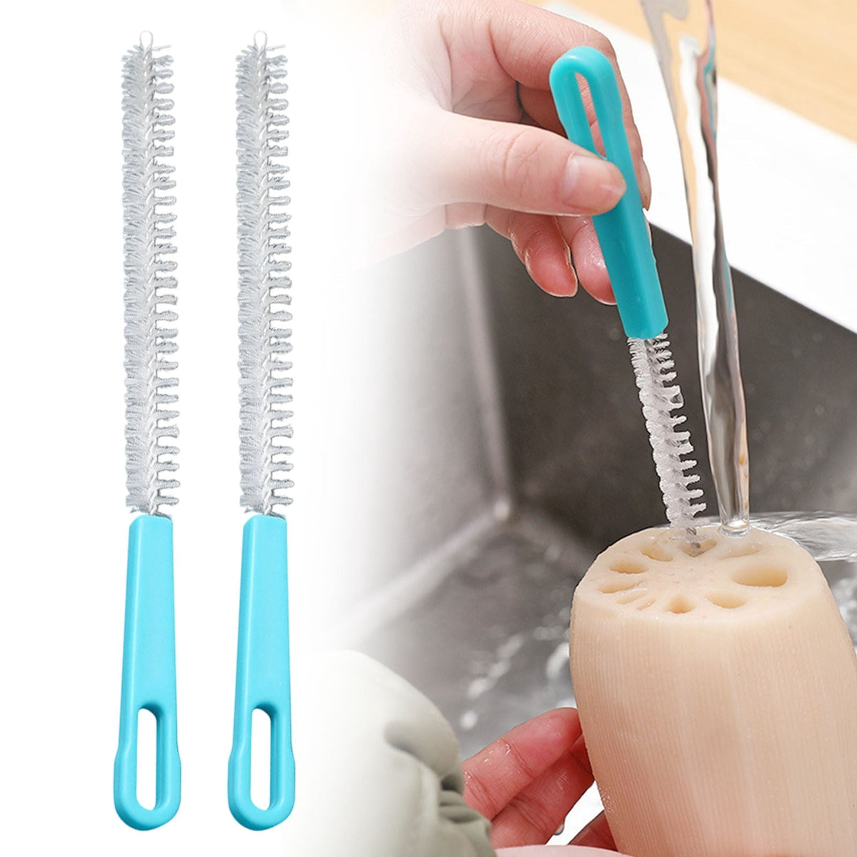 Straw Cleaning Brush Set of 2, 8.26 Inch with Metal Handle - Image 2