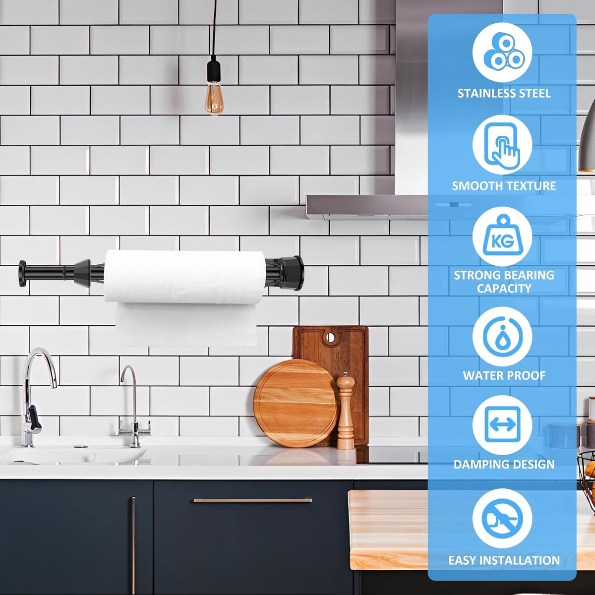 Under Cabinet Paper Towel Holder, Stainless Steel One-Hand Tear - Image 4