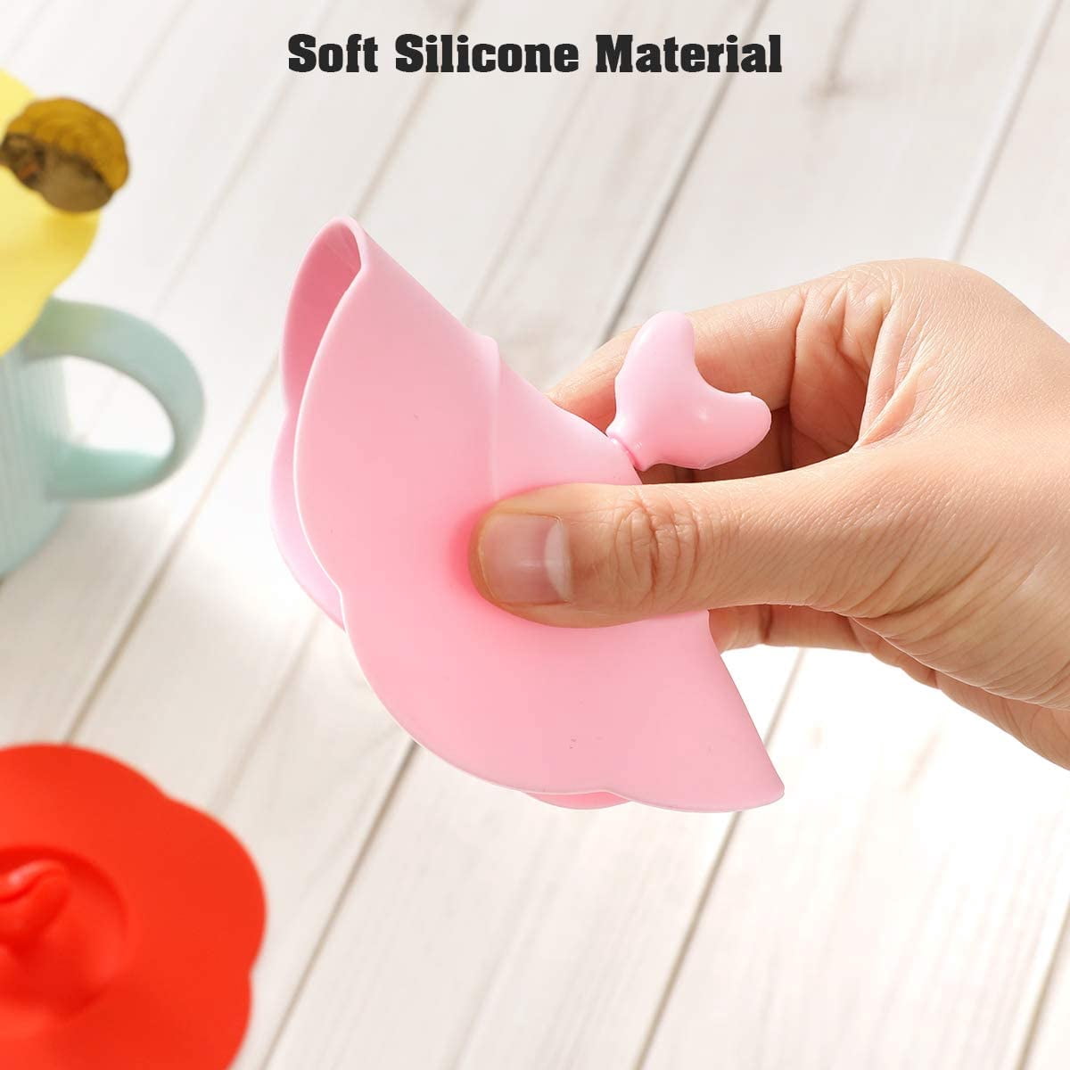 Silicone Mug Lids, Set of 4 Flower Shaped Covers for Cups and Teapots - Image 3