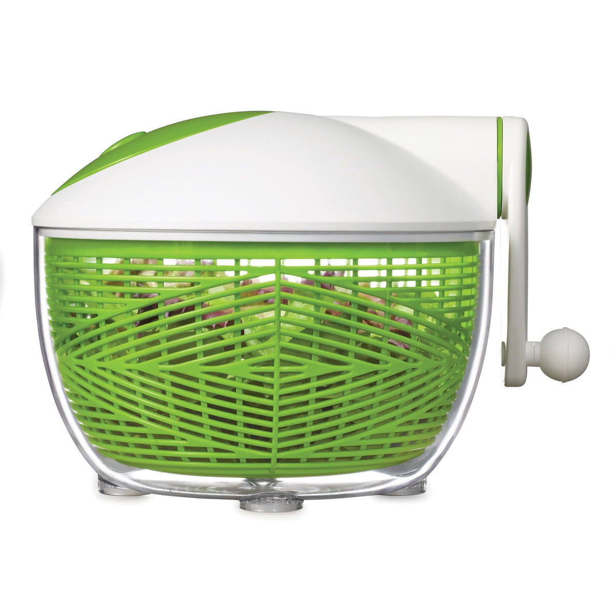 Push Button Salad Spinner, 5 Quart Bowl in Green and White - Image 5