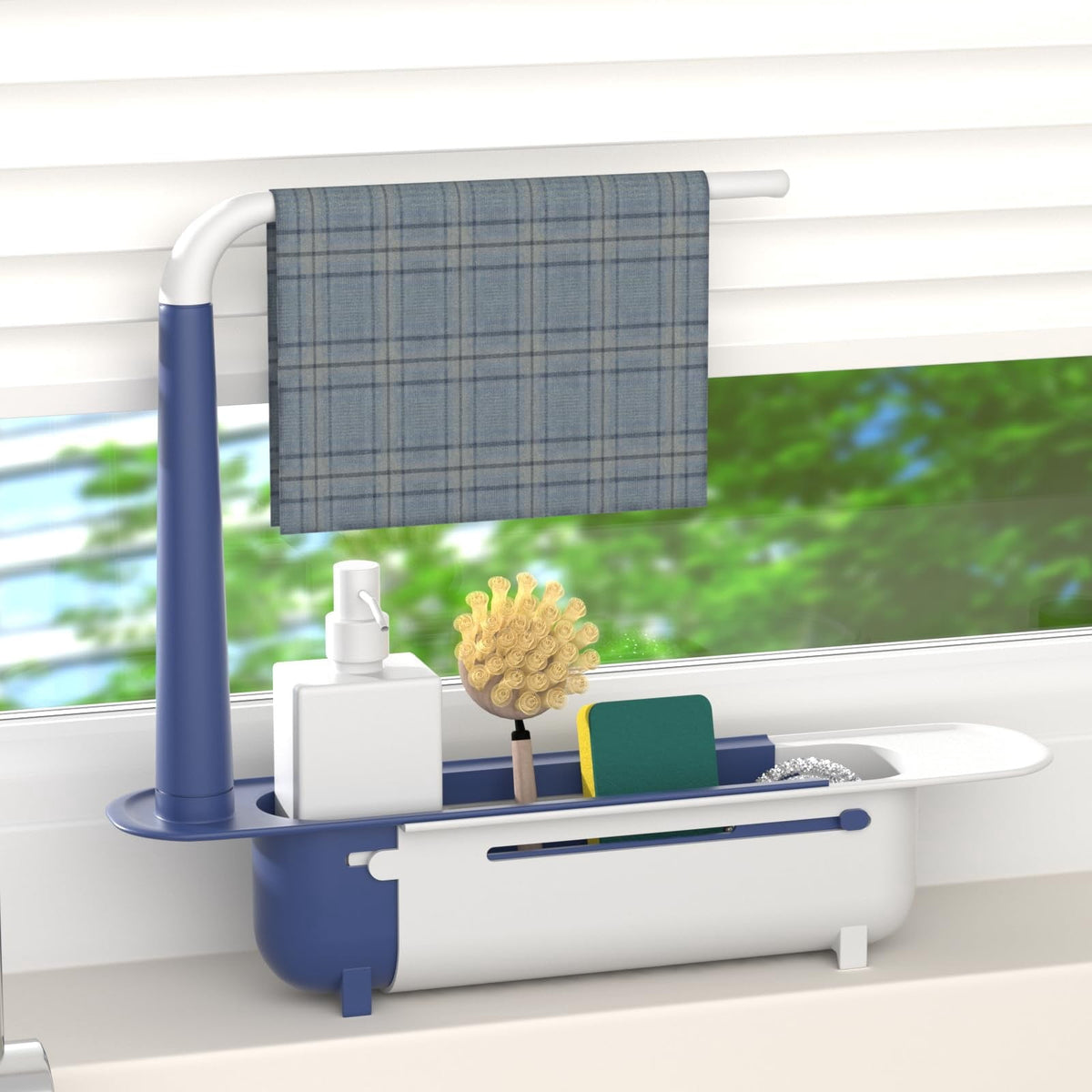 Expandable Sink Caddy with Adjustable Arm for Sponges and Brushes - Image 4