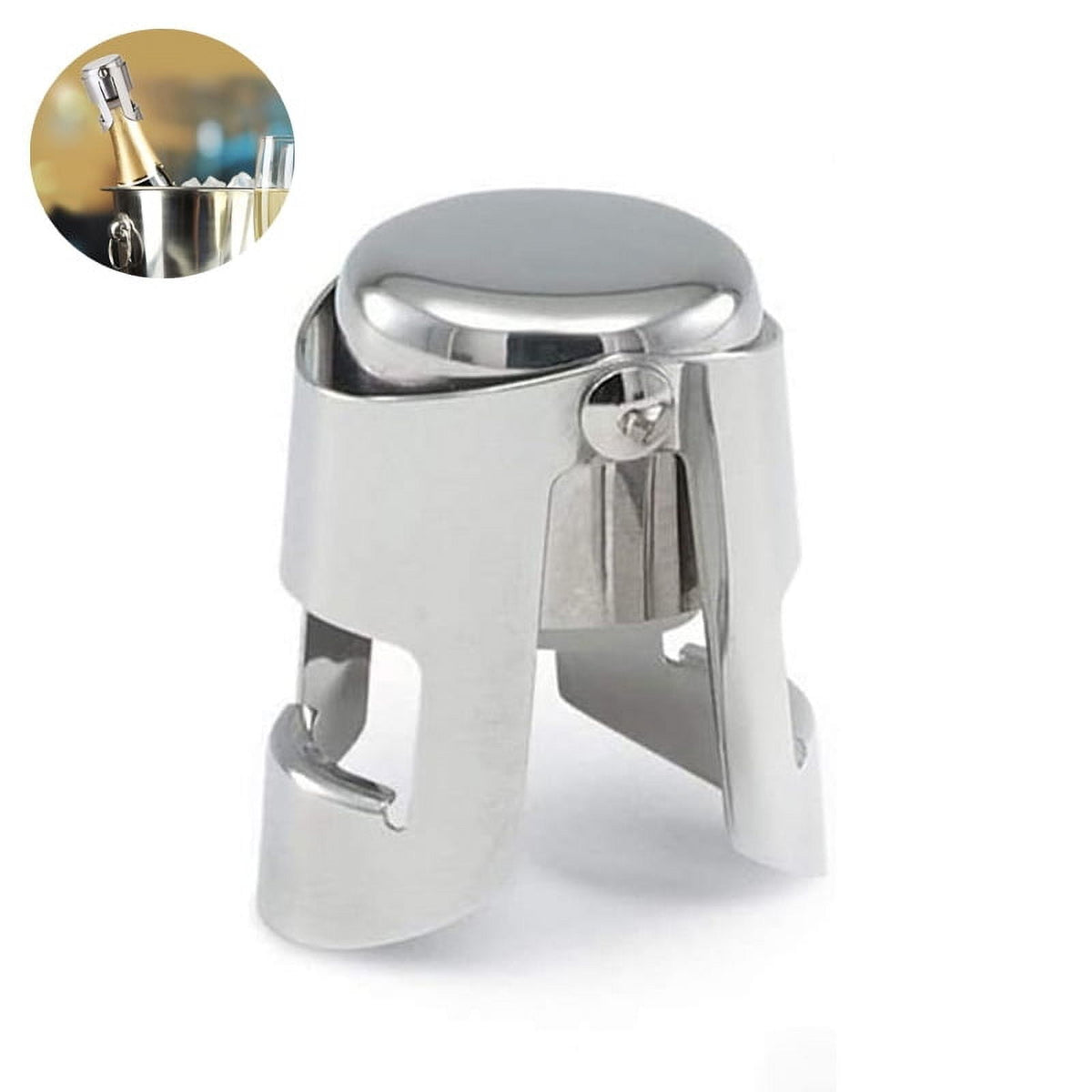 Champagne and Sparkling Wine Stopper, Stainless Steel with Silicone Seal
