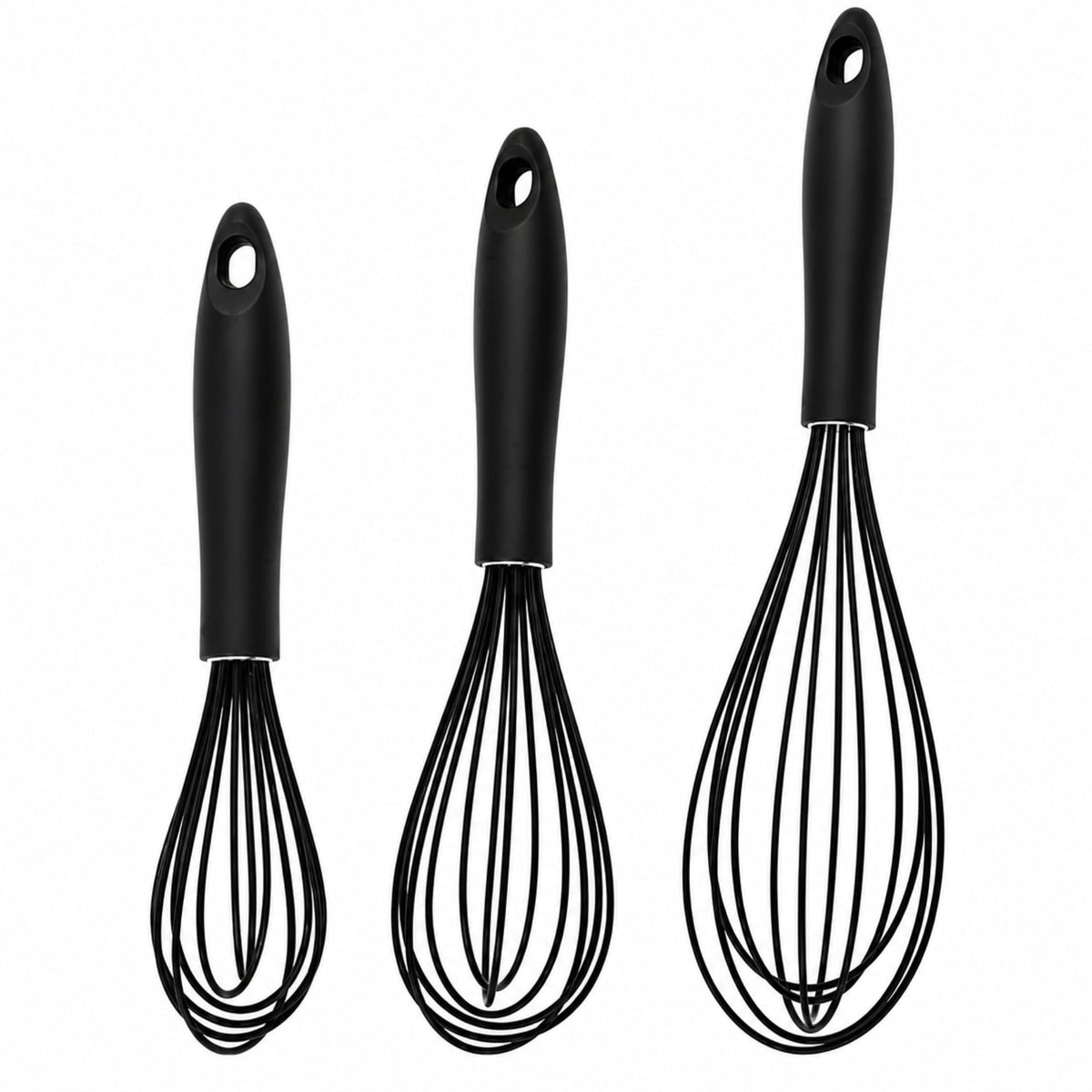 Silicone Coated Balloon Whisks, Set of 3 in 9, 10 and 12 Inch