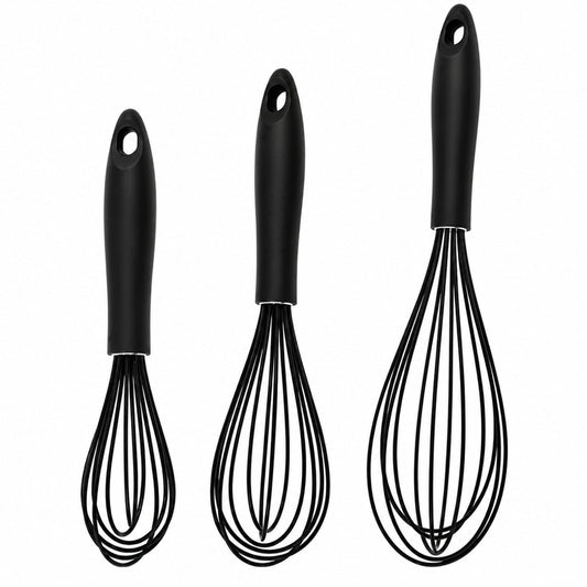 Silicone Coated Balloon Whisks, Set of 3 in 9, 10 and 12 Inch