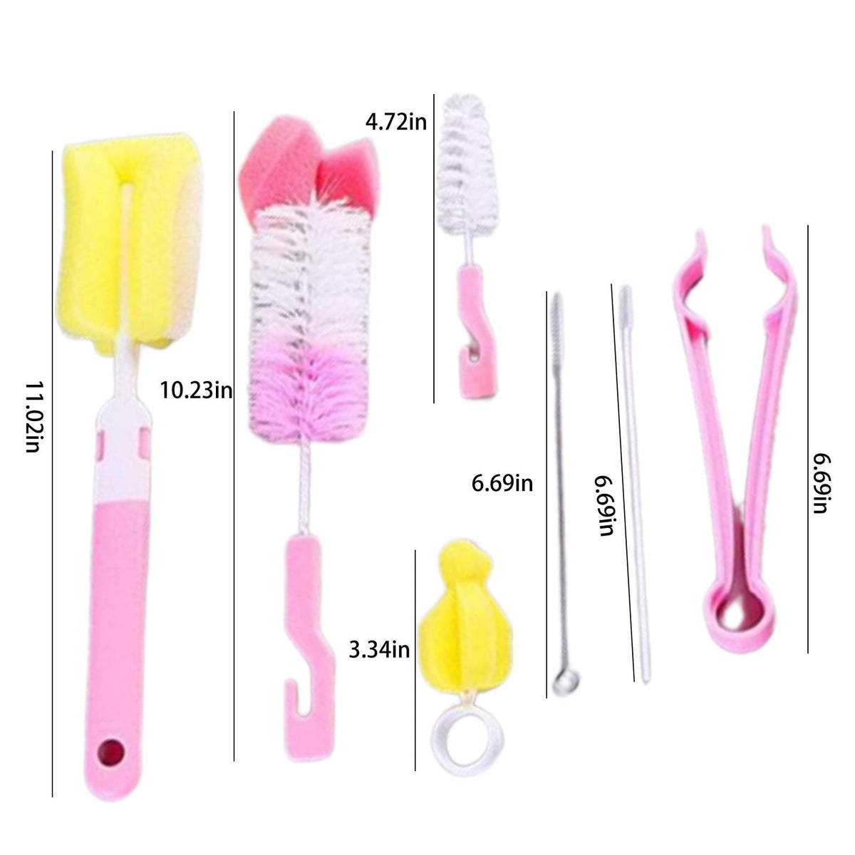 Baby Bottle Brush Kit, 7 Piece Set with Nipple and Straw Cleaners - Image 3