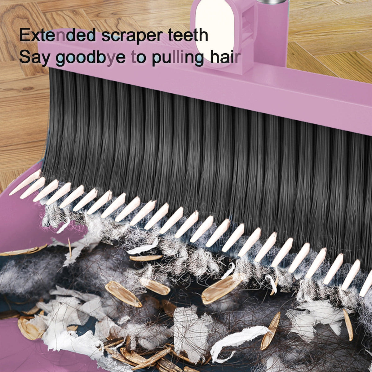 Upright Broom and Dustpan Set with Self Cleaning Scraping Teeth - Image 4