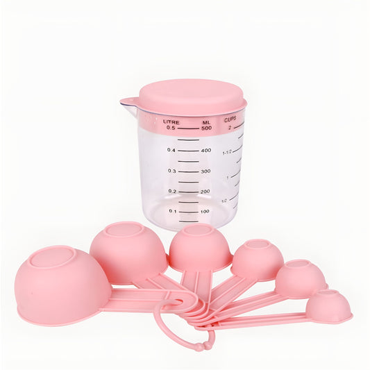 Measuring Cup and Spoon Set, 7 Pieces with Lidded 500 ml Jug