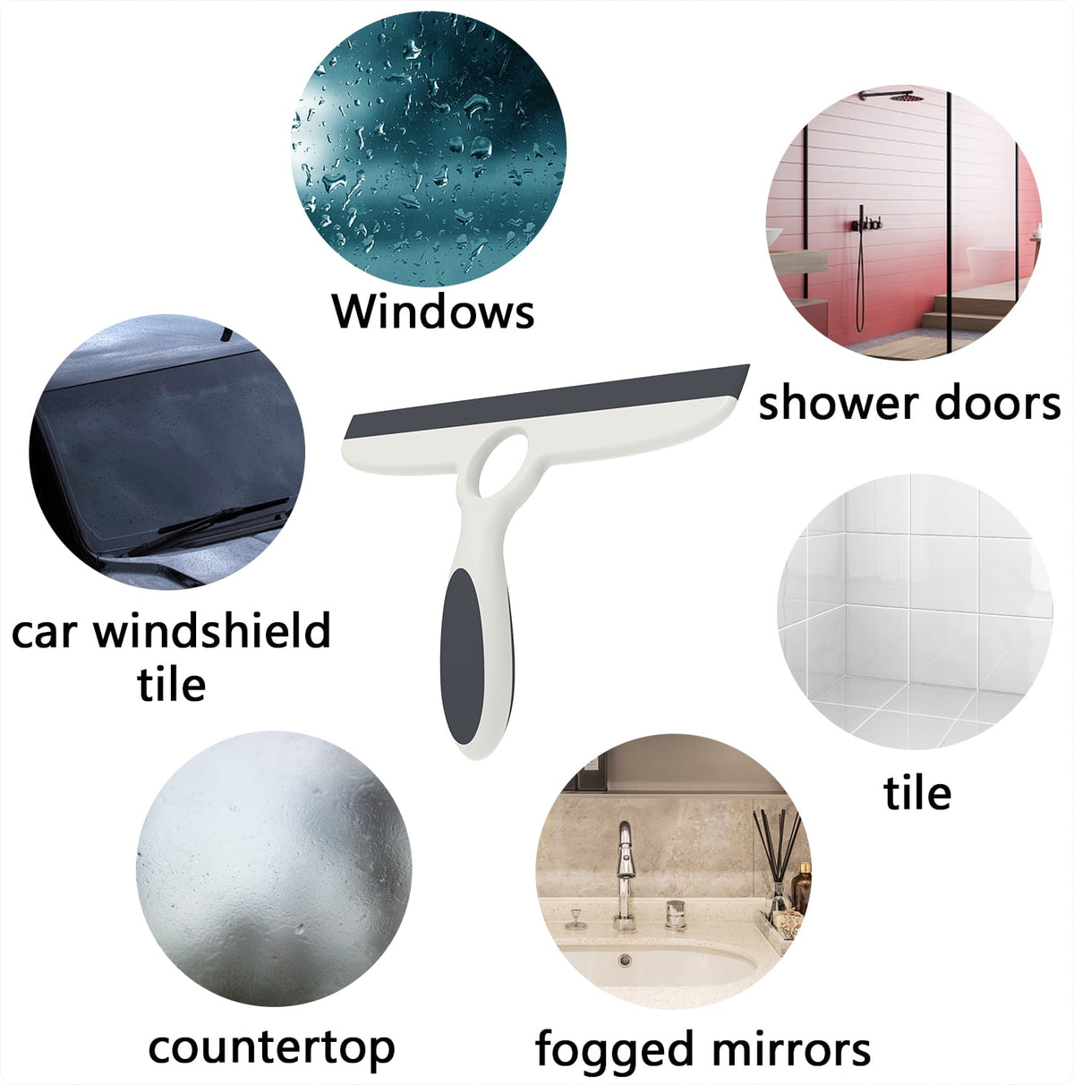 Shower and Window Squeegee, 10 Inch with Adhesive Wall Hook - Image 5