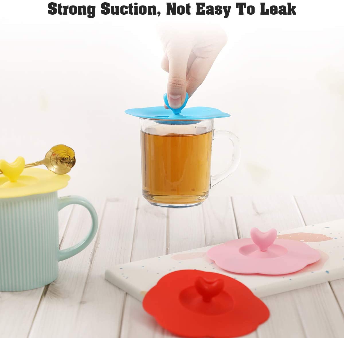 Silicone Mug Lids, Set of 4 Flower Shaped Covers for Cups and Teapots - Image 2