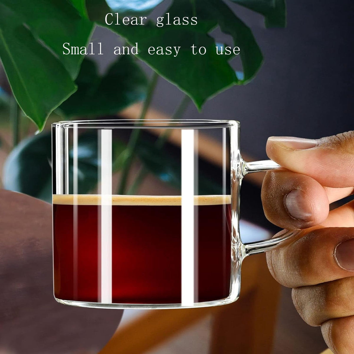 Espresso Glasses with Handles, Set of 8 Clear 4.5 oz Cups - Image 6