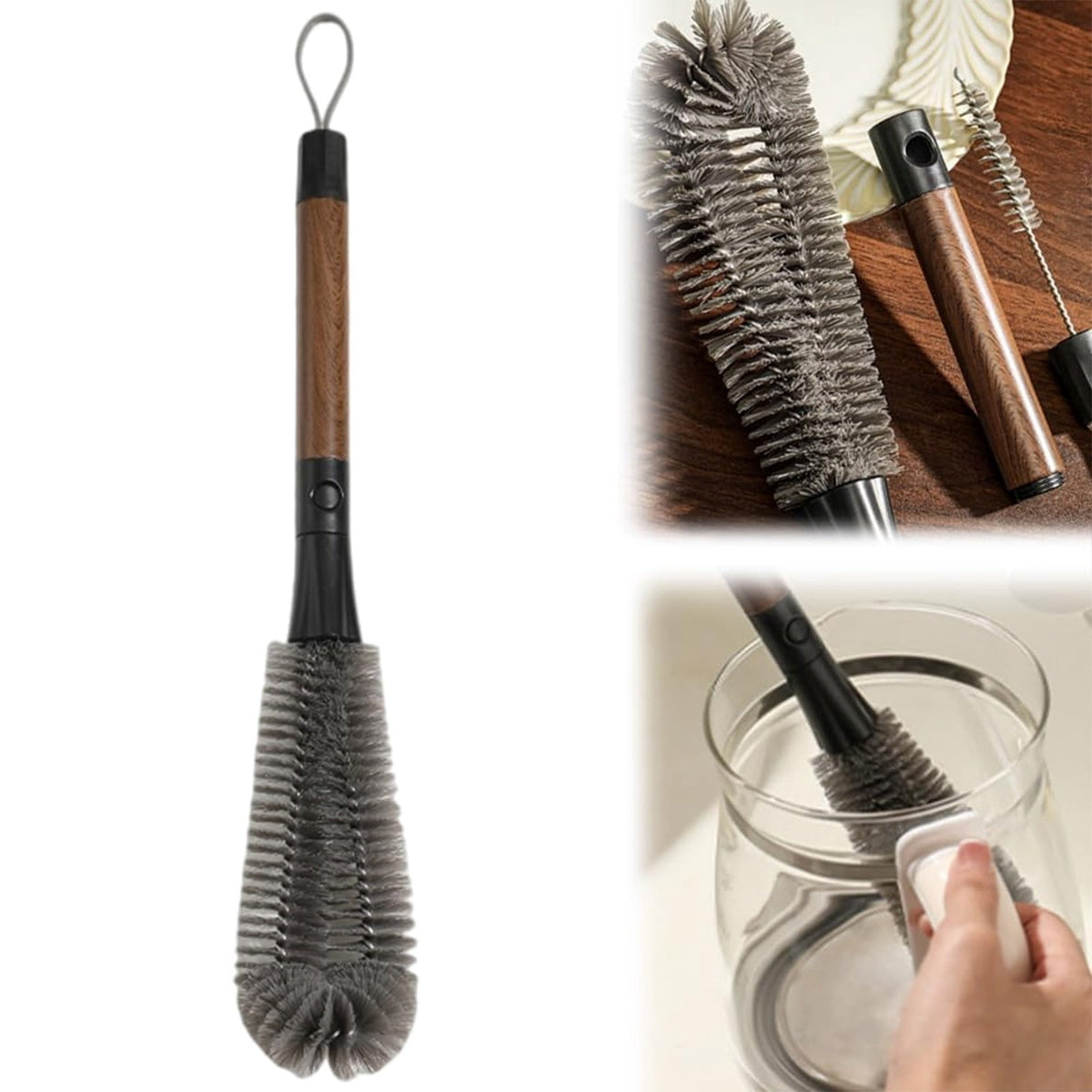 Flexible Silicone Bottle Brush with Long Handle and Soft Bristles - Image 2