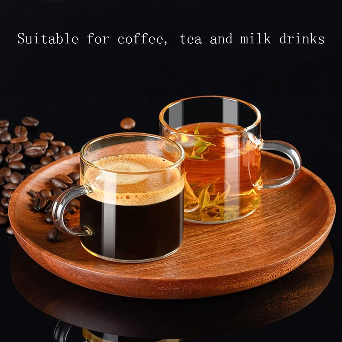 Espresso Glasses with Handles, Set of 8 Clear 4.5 oz Cups - Image 4