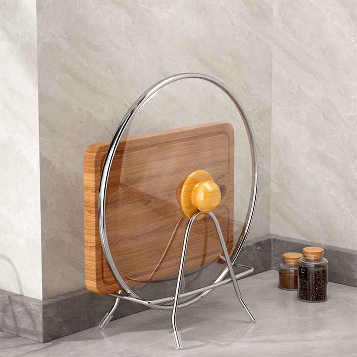 Stainless Steel Cutting Board and Pot Lid Rack, Triangle Stand - Image 2