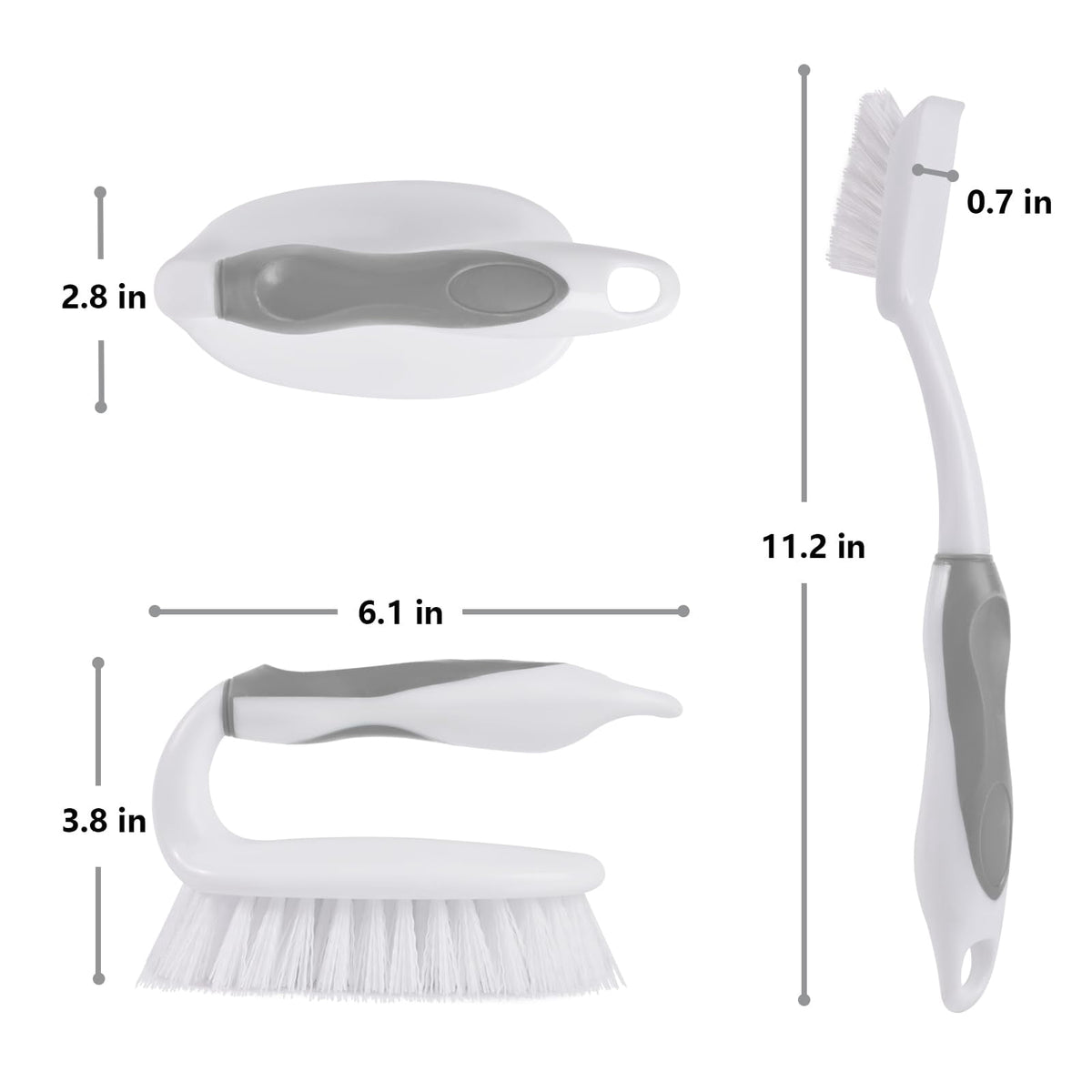 Scrub Brush Set of 4, Stiff Bristle Brushes with Grout Scraper - Image 4