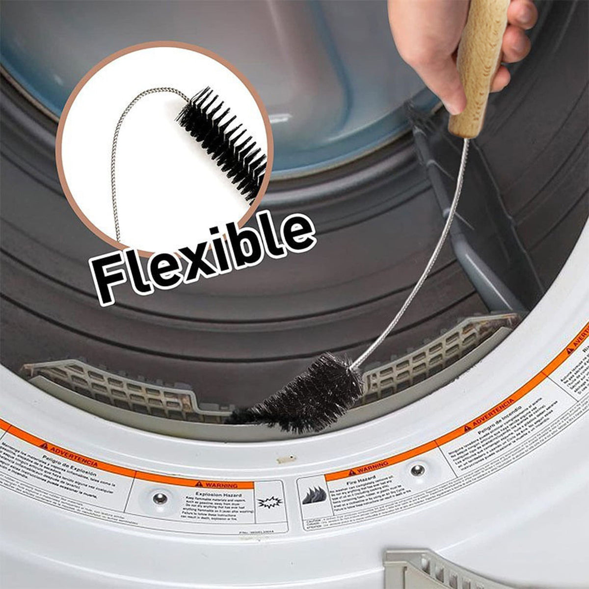 Dryer Vent Lint Brush, 73 cm Flexible Nylon Brush with Wood Handle - Image 3