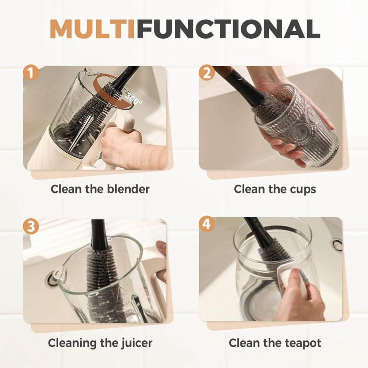 Flexible Silicone Bottle Brush with Long Handle and Soft Bristles - Image 5