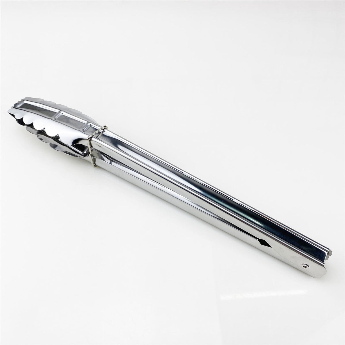 Locking Kitchen Tongs, 12 Inch Stainless Steel with Scalloped Tips - Image 2