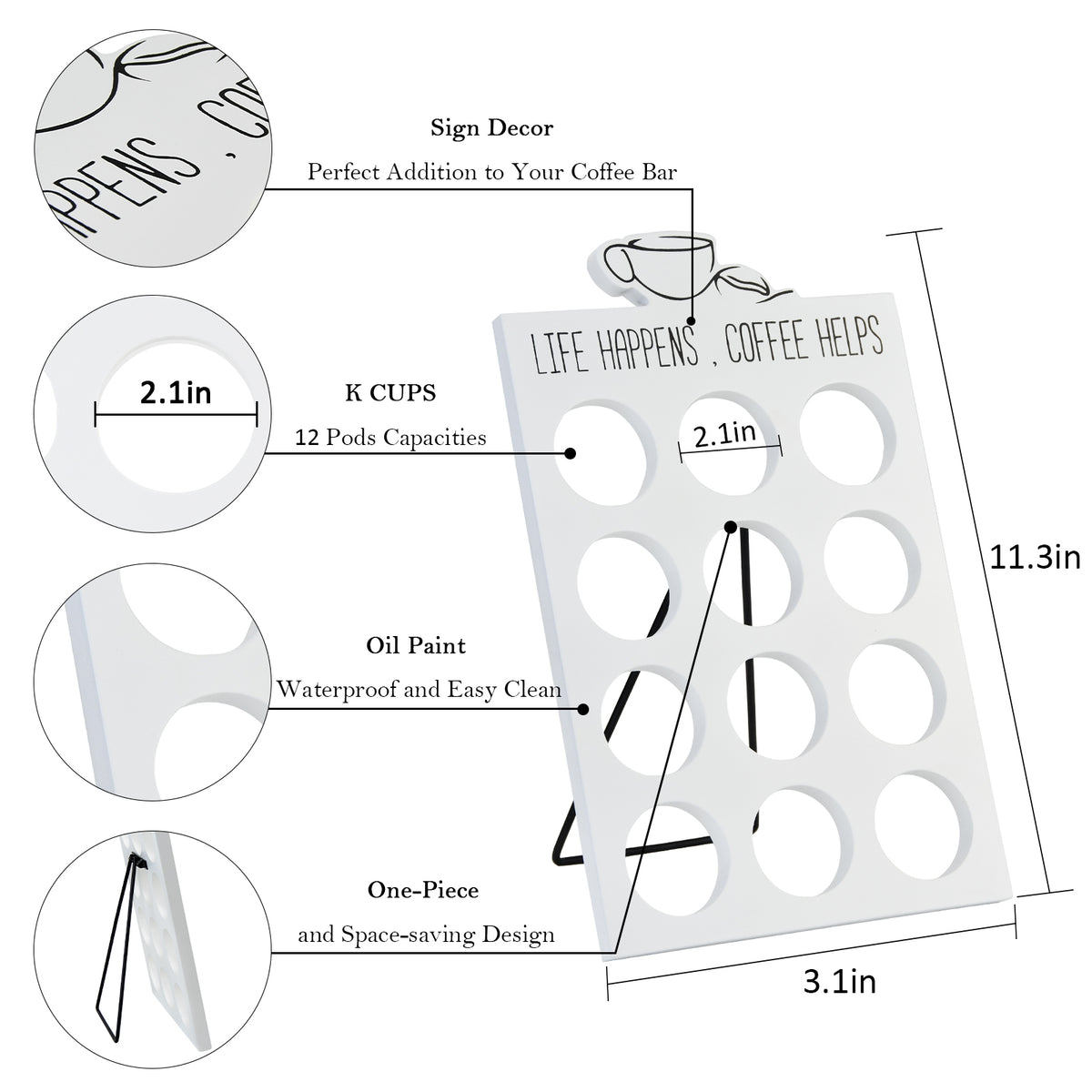 Wooden Coffee Pod Holder for the Counter, Holds 12 Single Serve Pods - Image 5