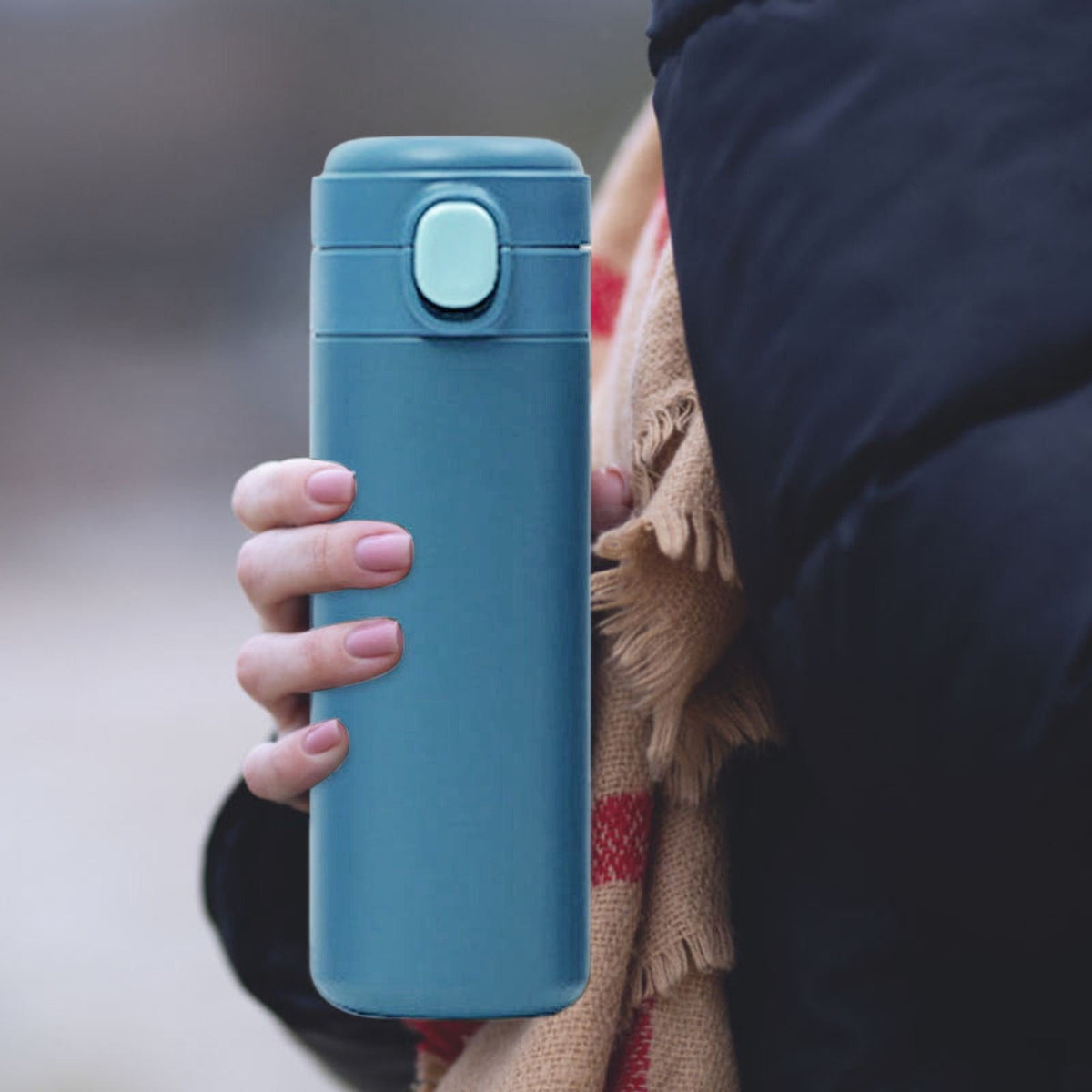 Insulated Travel Flask, 14 oz Double Wall Stainless Steel Mug in Blue - Image 4