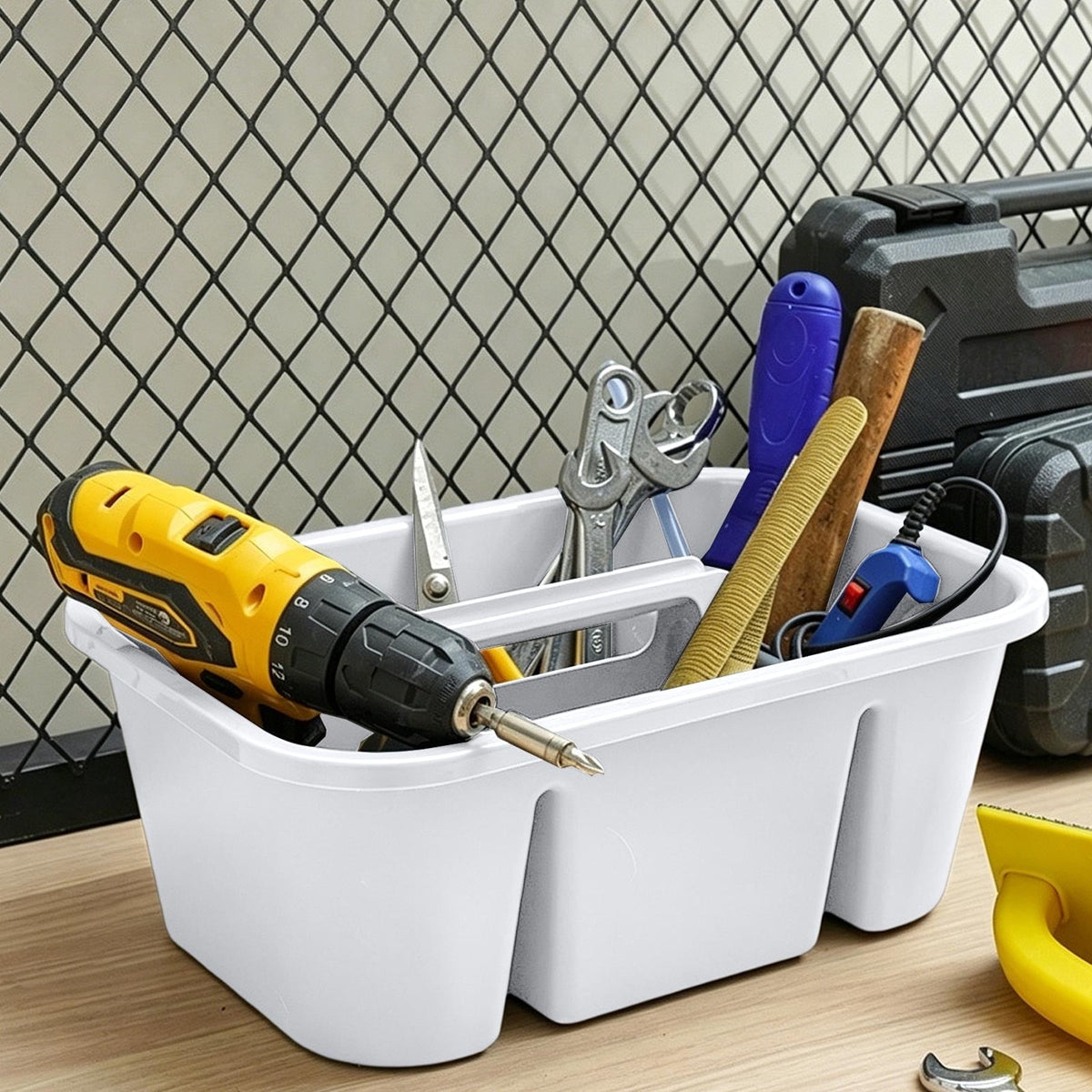 Divided Plastic Caddy Tote with Handle for Shower and Cleaning Supplies - Image 3