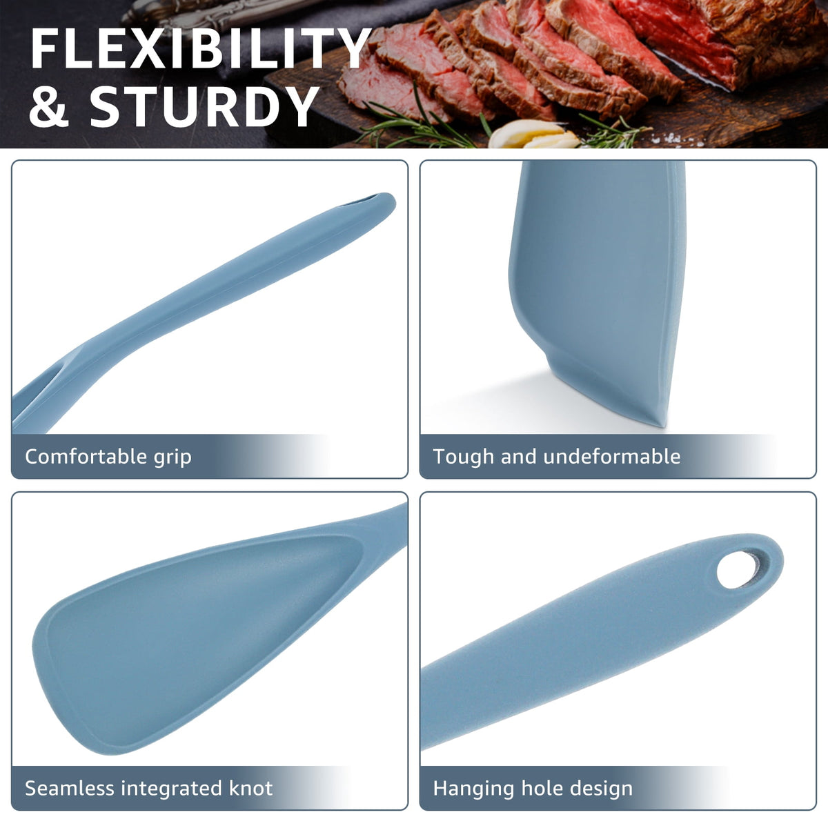 Silicone Spoonula Set of 3, 11.4 Inch Heat Resistant Cooking Spoons - Image 3