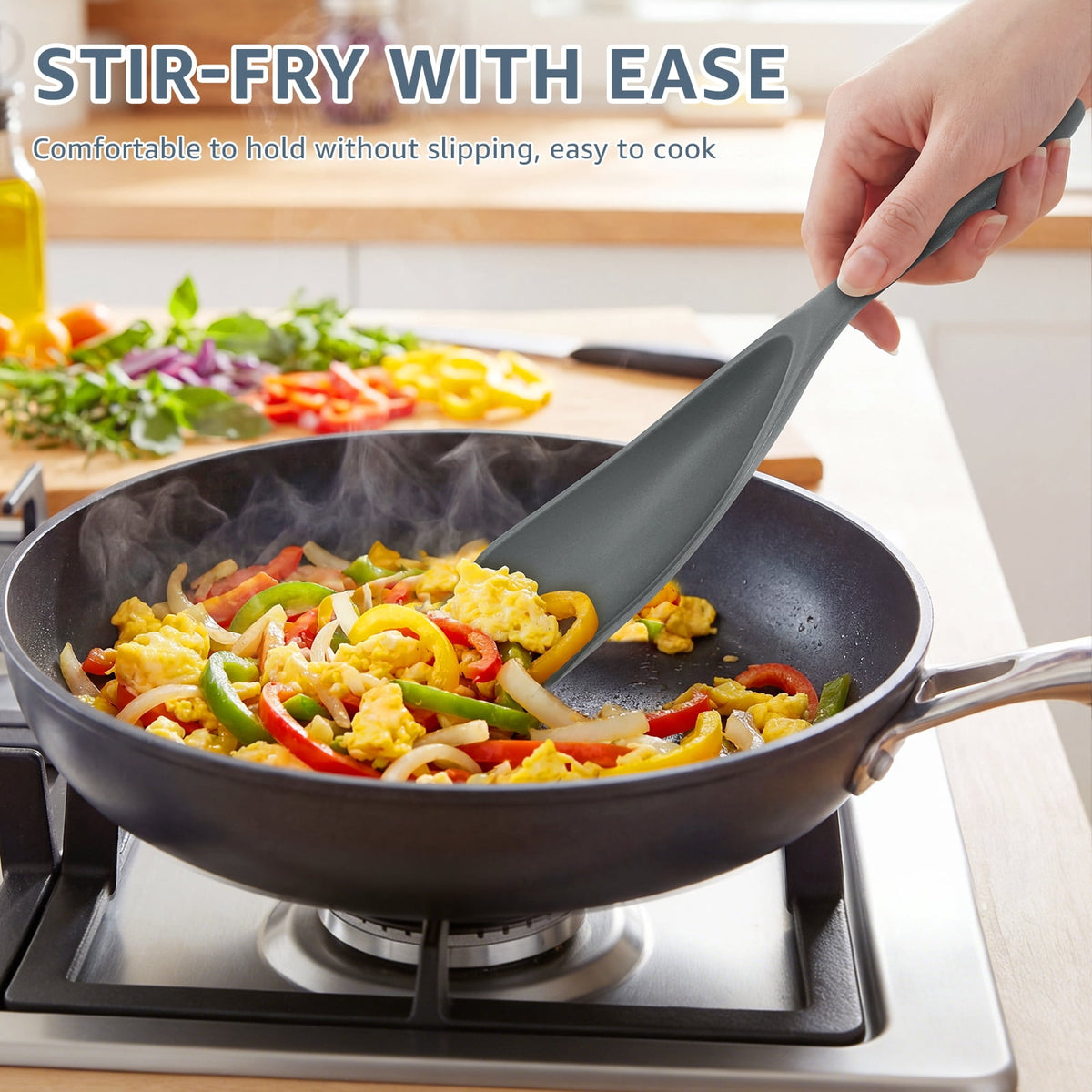 Silicone Spoonula Set of 3, 11.4 Inch Heat Resistant Cooking Spoons - Image 6