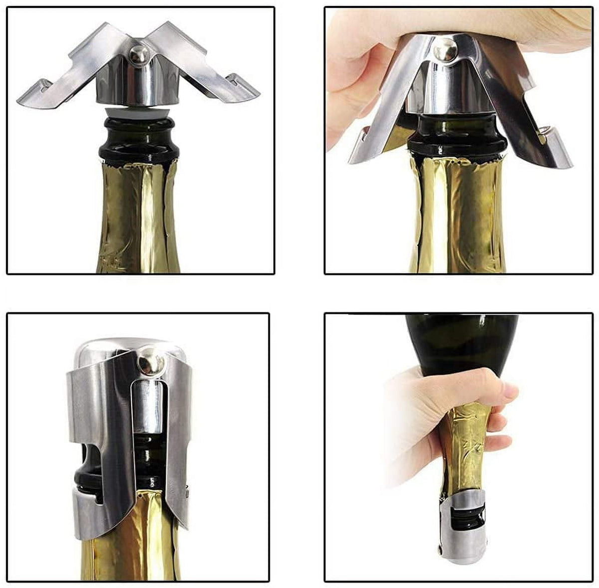 Champagne and Sparkling Wine Stopper, Stainless Steel with Silicone Seal - Image 3