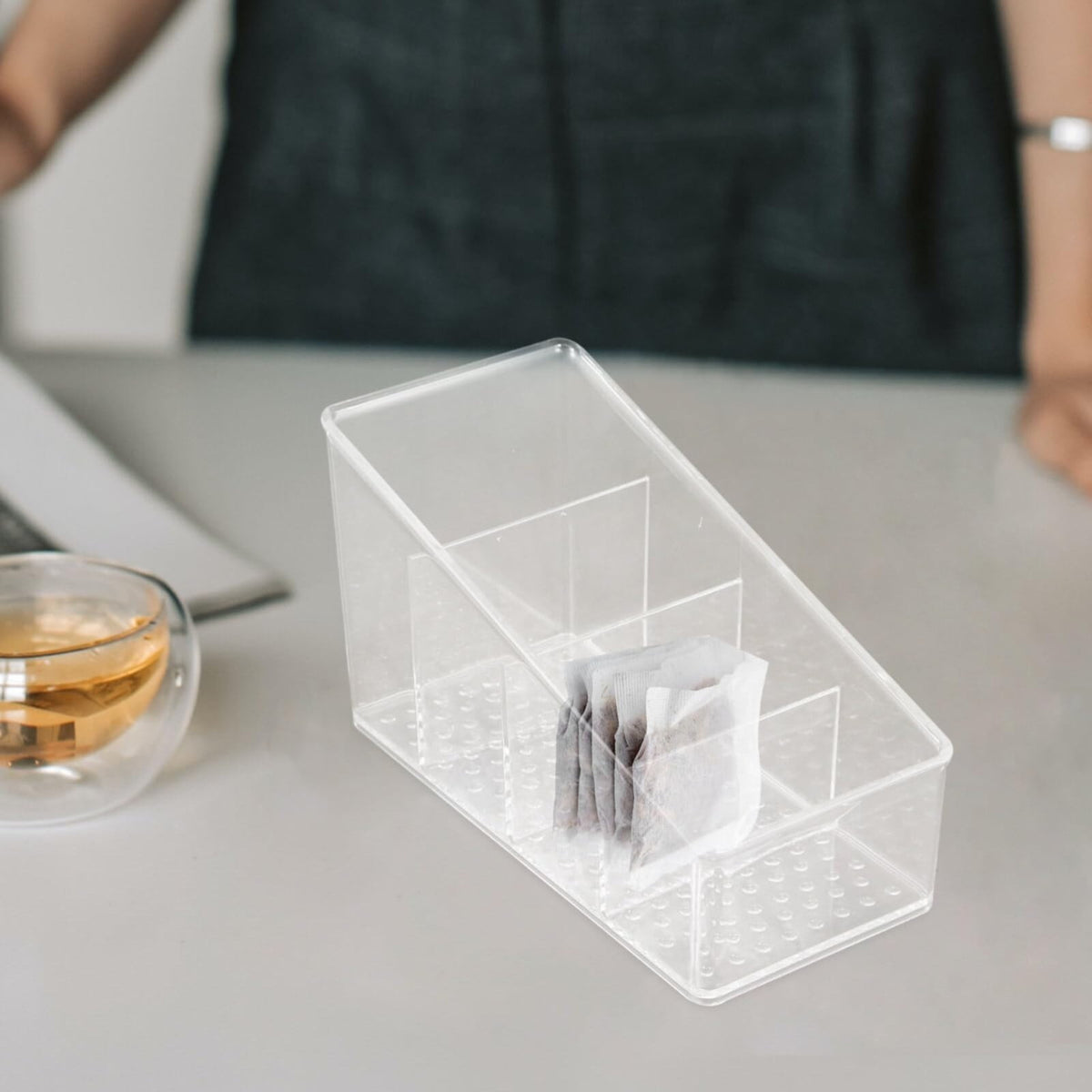 Clear Tea Bag Organizer with Divider for Sugar and Coffee Packets - Image 5