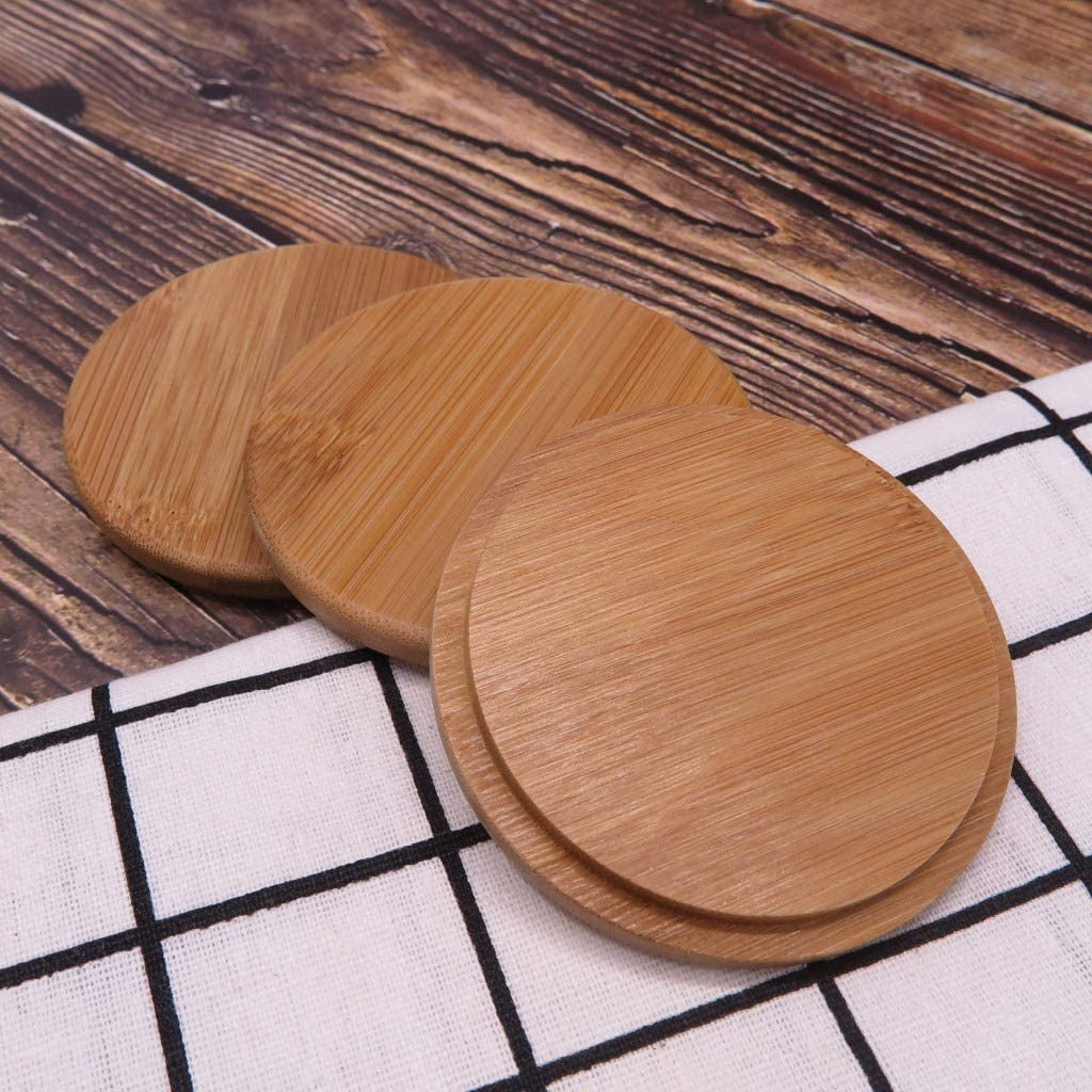 Bamboo Cup Lids, Pack of 4 Wooden Covers for Mugs and Glass Jars - Image 2