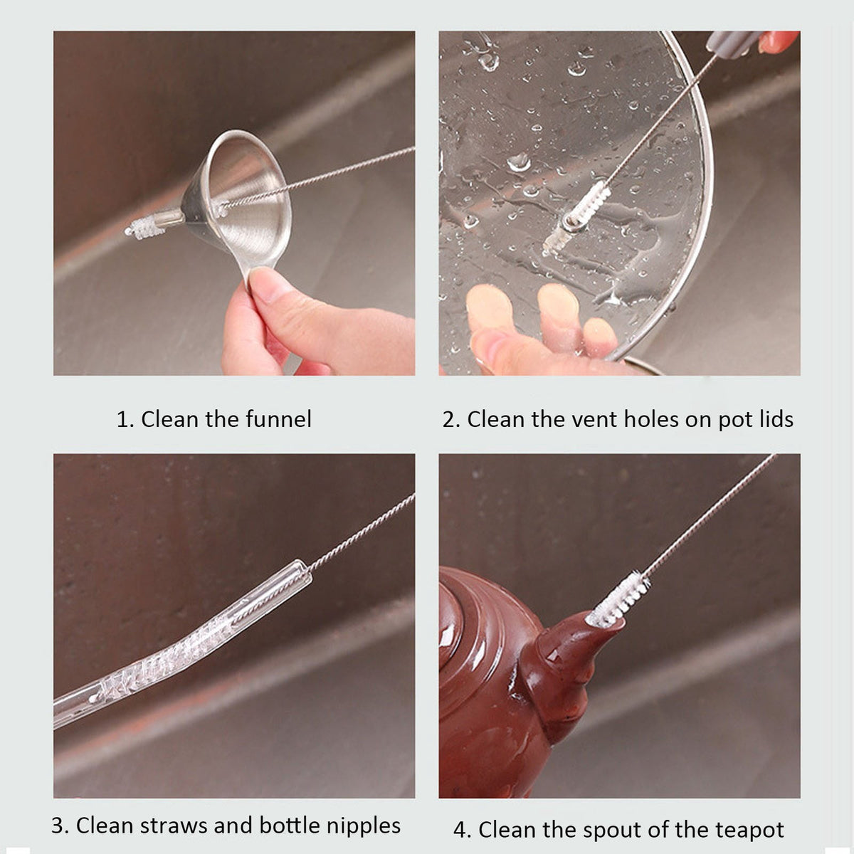 Straw Cleaning Brush Set of 2, 8.26 Inch with Metal Handle - Image 5