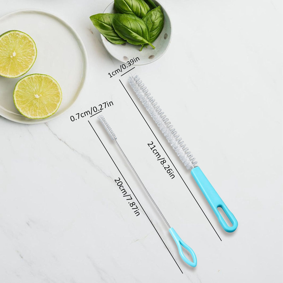 Straw Cleaning Brush Set of 2, 8.26 Inch with Metal Handle - Image 3