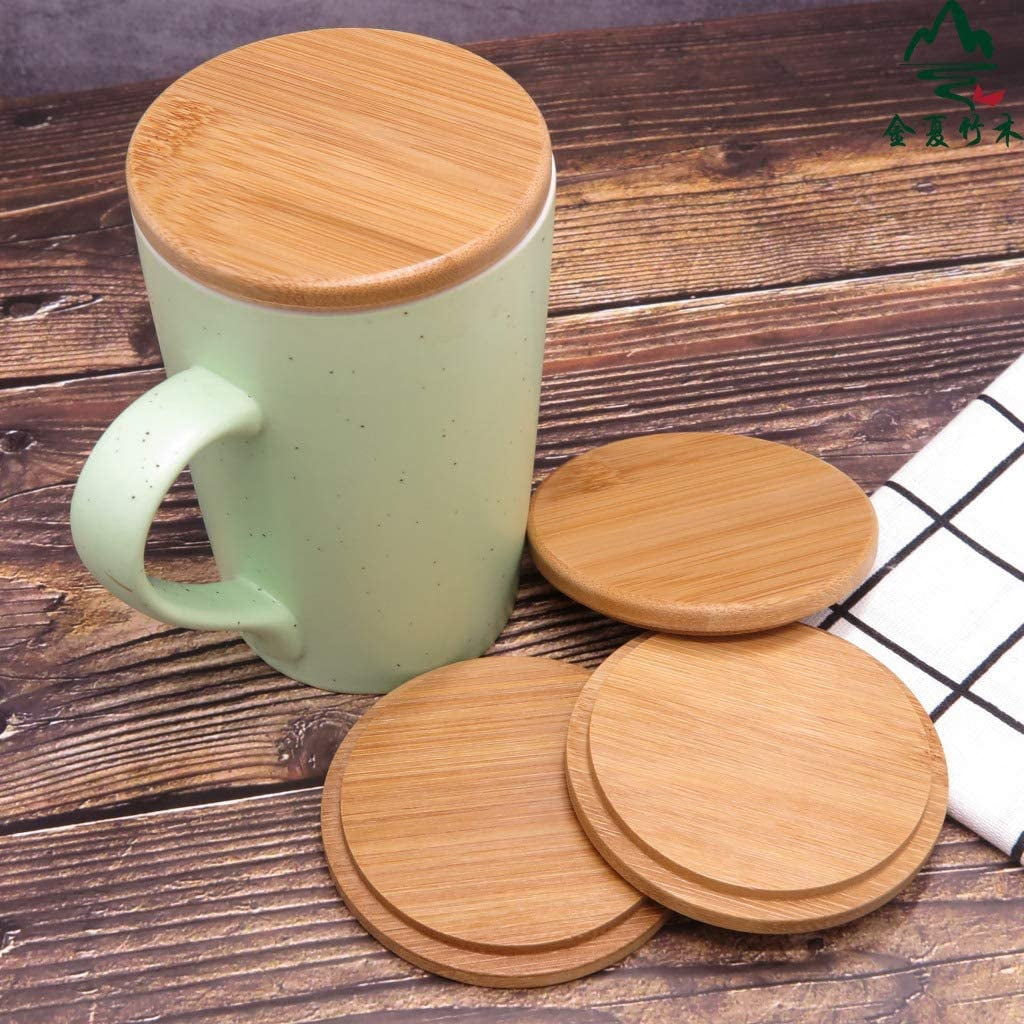 Bamboo Cup Lids, Pack of 4 Wooden Covers for Mugs and Glass Jars - Image 6