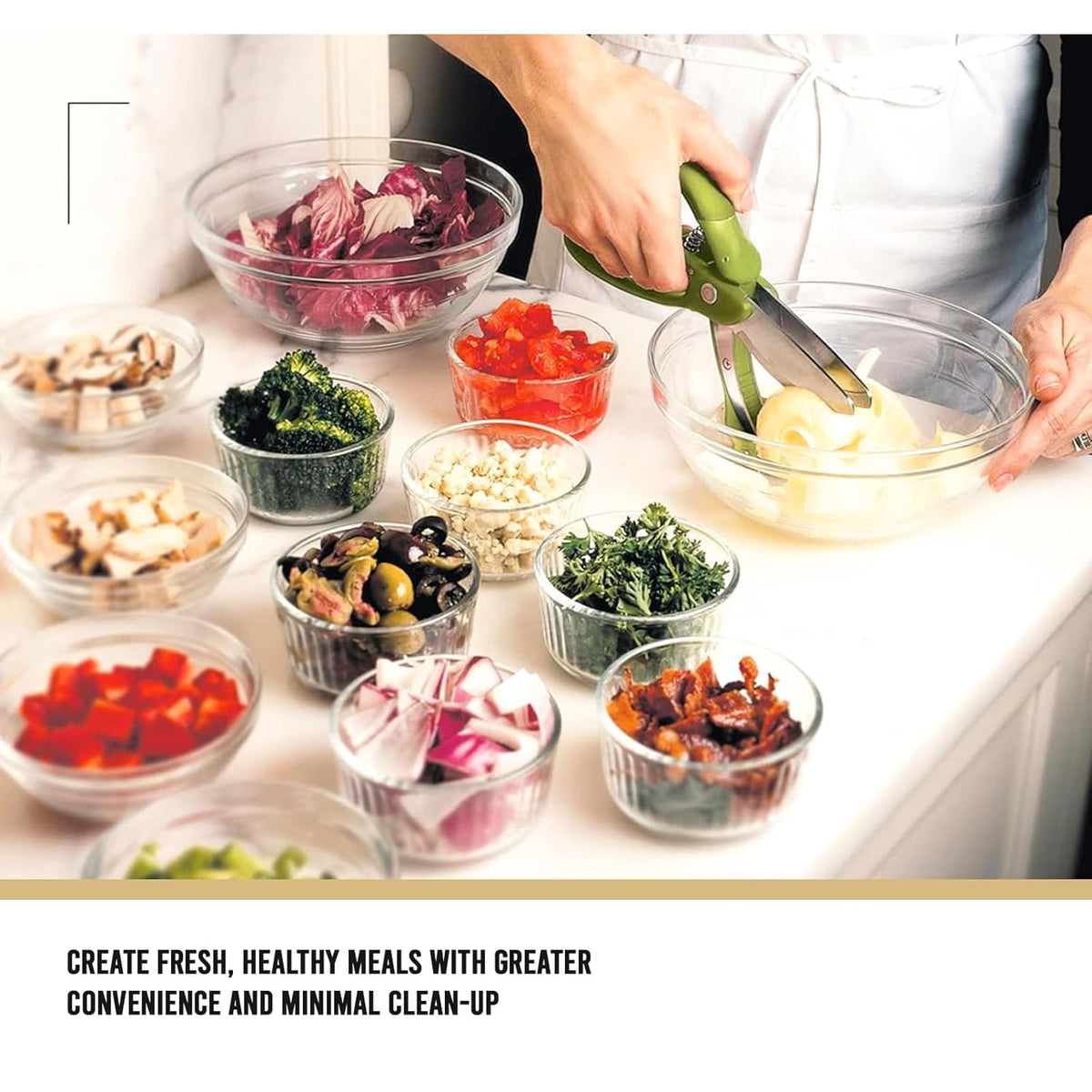 Double Blade Salad Scissors with Silicone Tossing Forks - Image 6