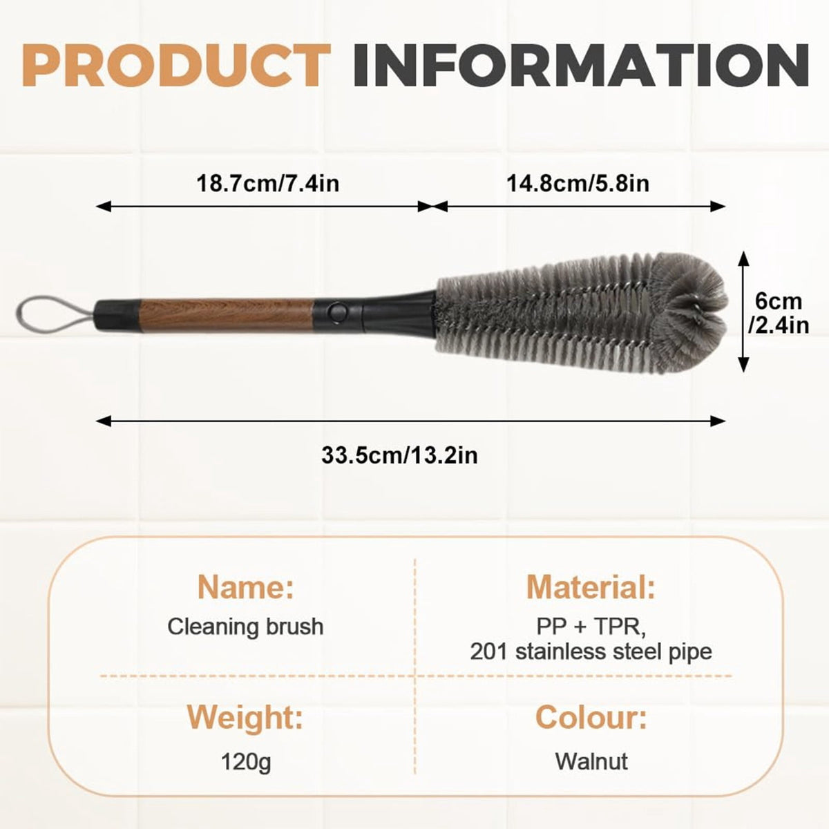 Flexible Silicone Bottle Brush with Long Handle and Soft Bristles - Image 3