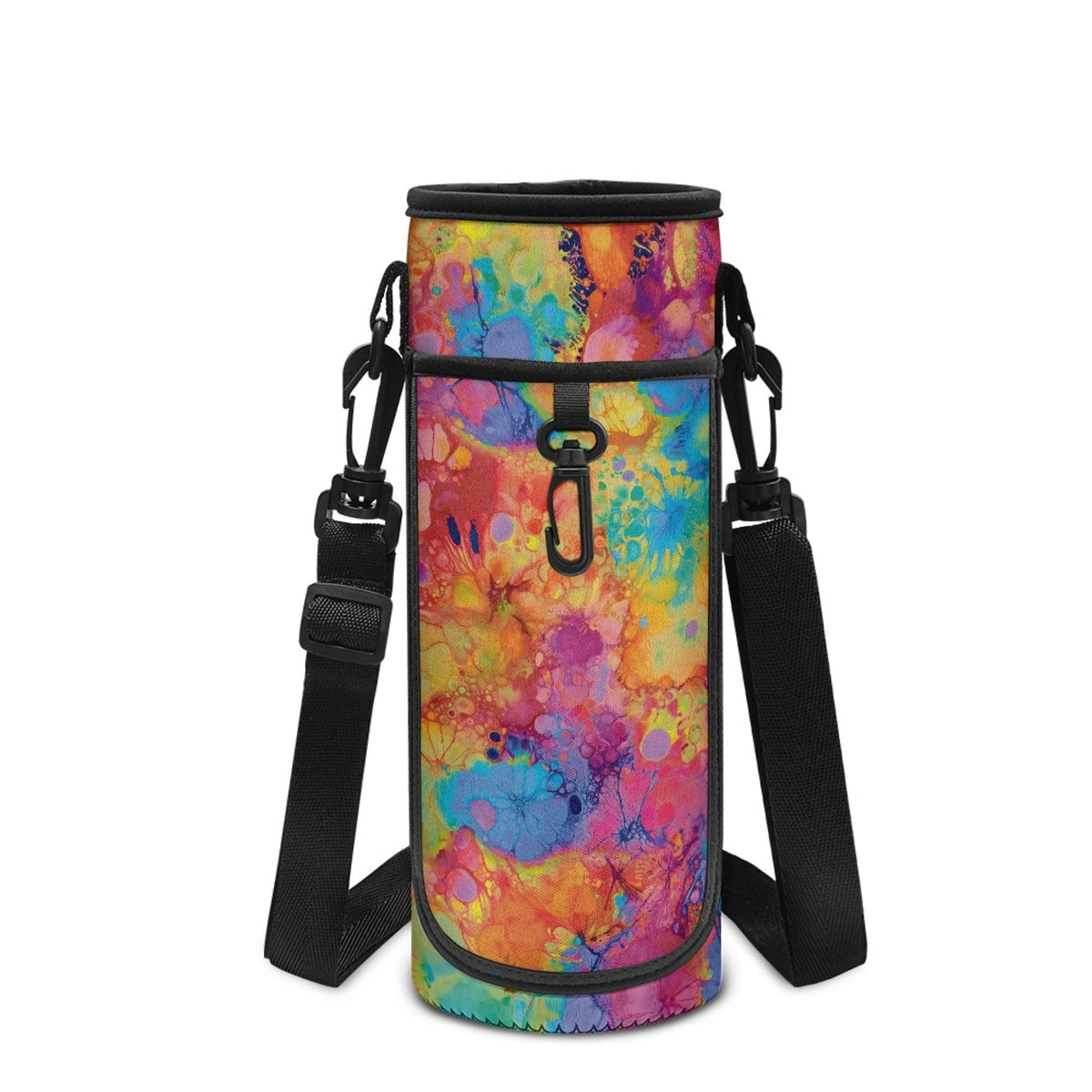 Tie Dye Water Bottle Carrier with Phone Pocket and Shoulder Strap - Image 2