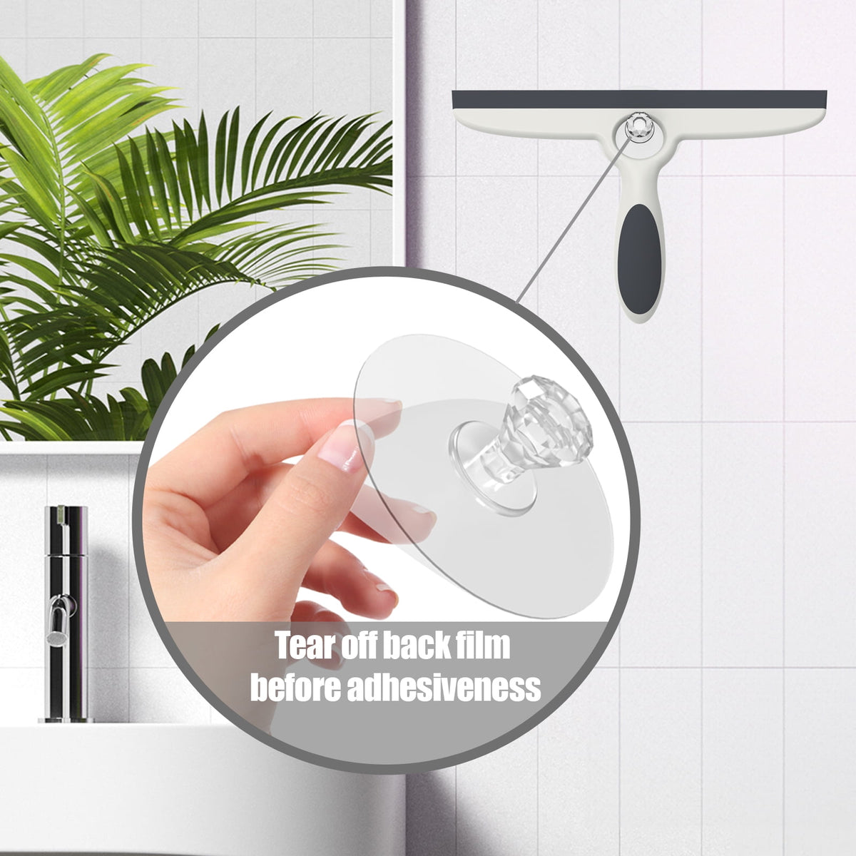 Shower and Window Squeegee, 10 Inch with Adhesive Wall Hook - Image 3