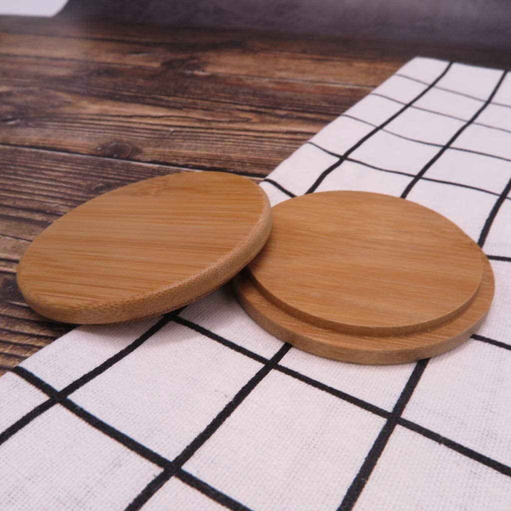 Bamboo Cup Lids, Pack of 4 Wooden Covers for Mugs and Glass Jars - Image 4