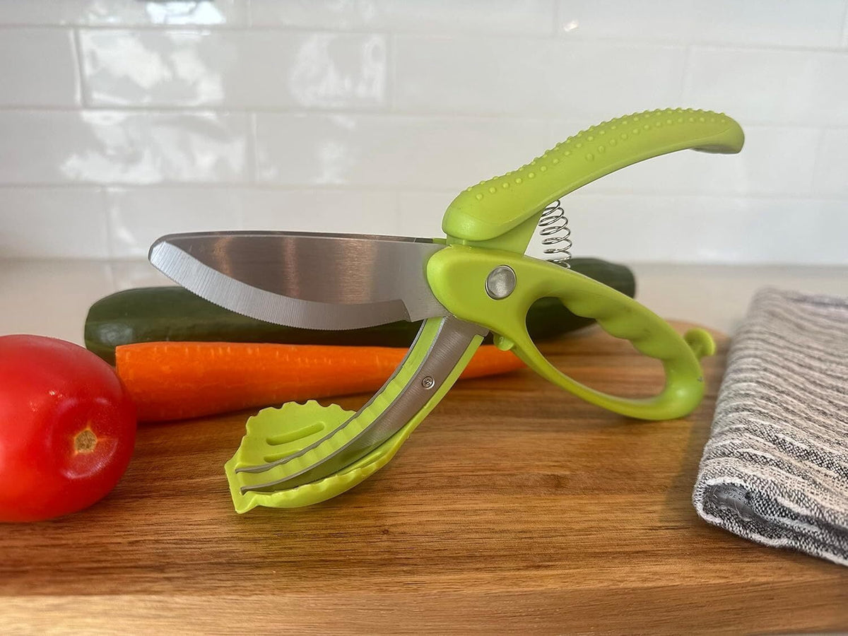 Double Blade Salad Scissors with Silicone Tossing Forks - Image 2